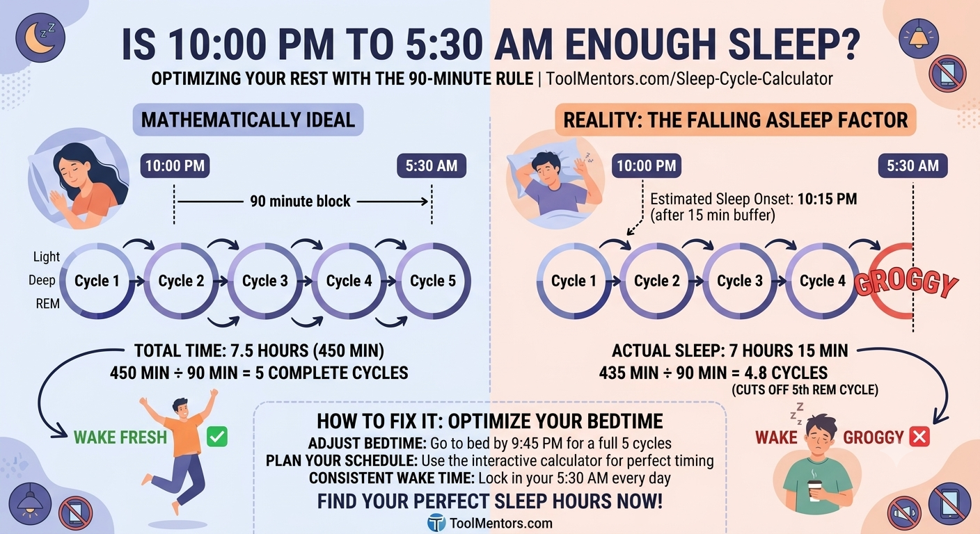 Is 10pm to 5:30 am enough sleep?