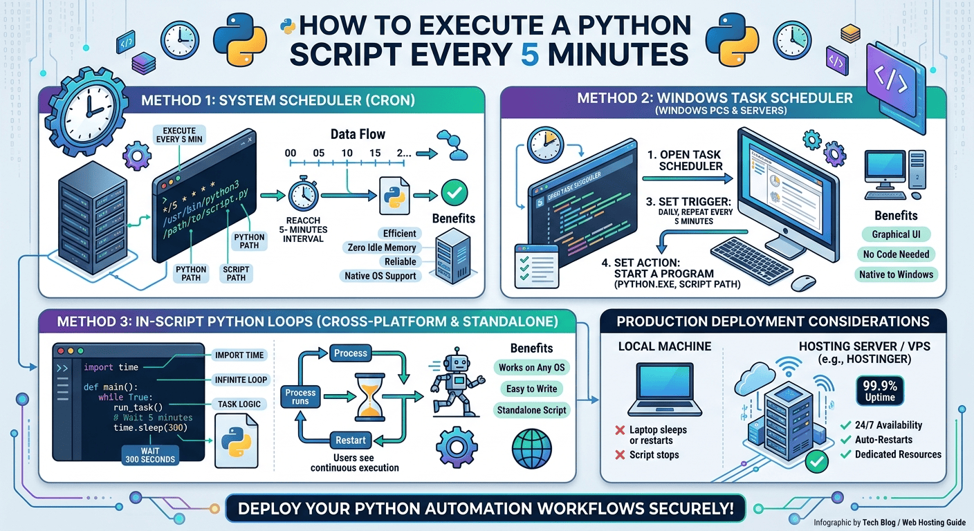 How can I execute a Python script every 5 minutes?