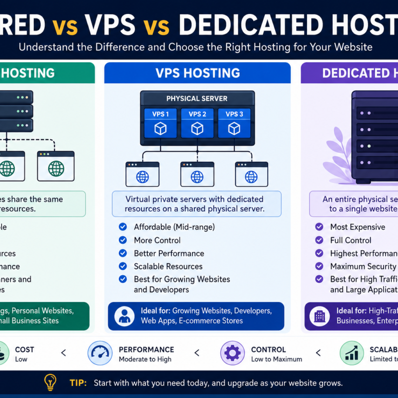 Shared vs VPS vs Dedicated Hosting