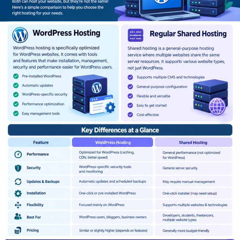 What is the difference between WordPress hosting and regular Shared hosting