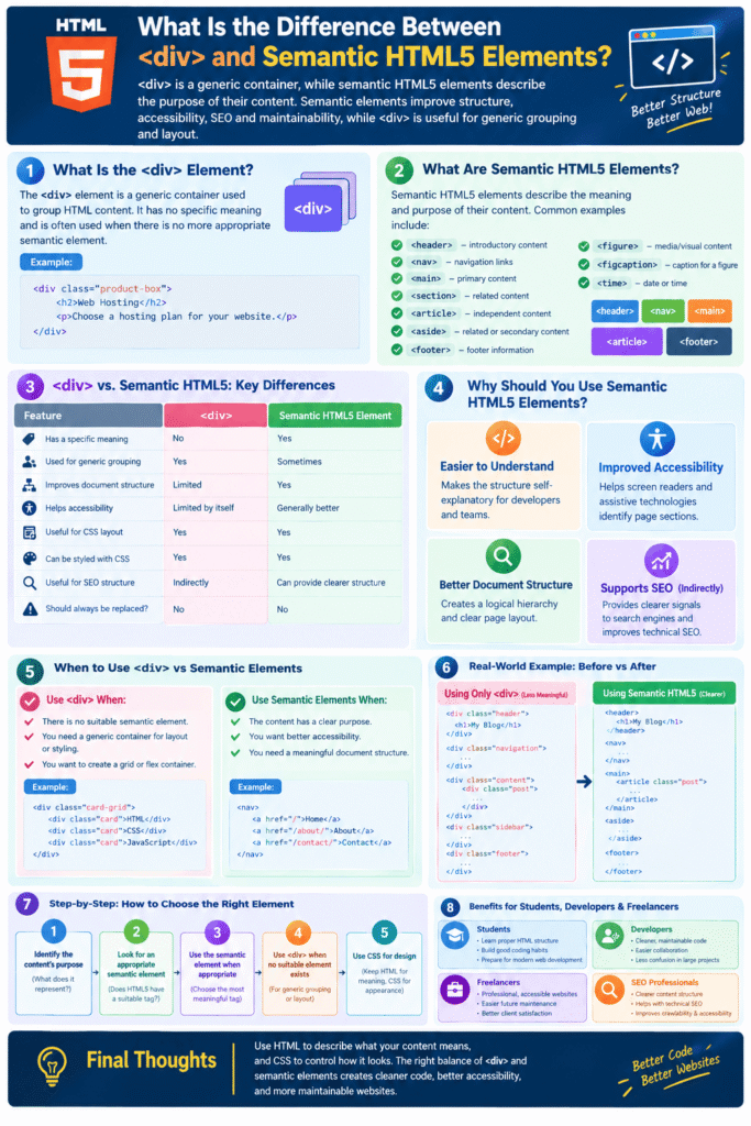 What Is the Difference Between div and Semantic HTML5 Elements
