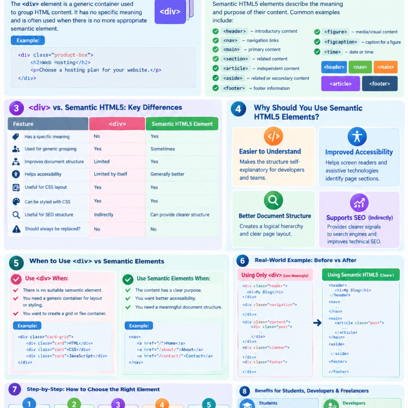 What Is the Difference Between div and Semantic HTML5 Elements