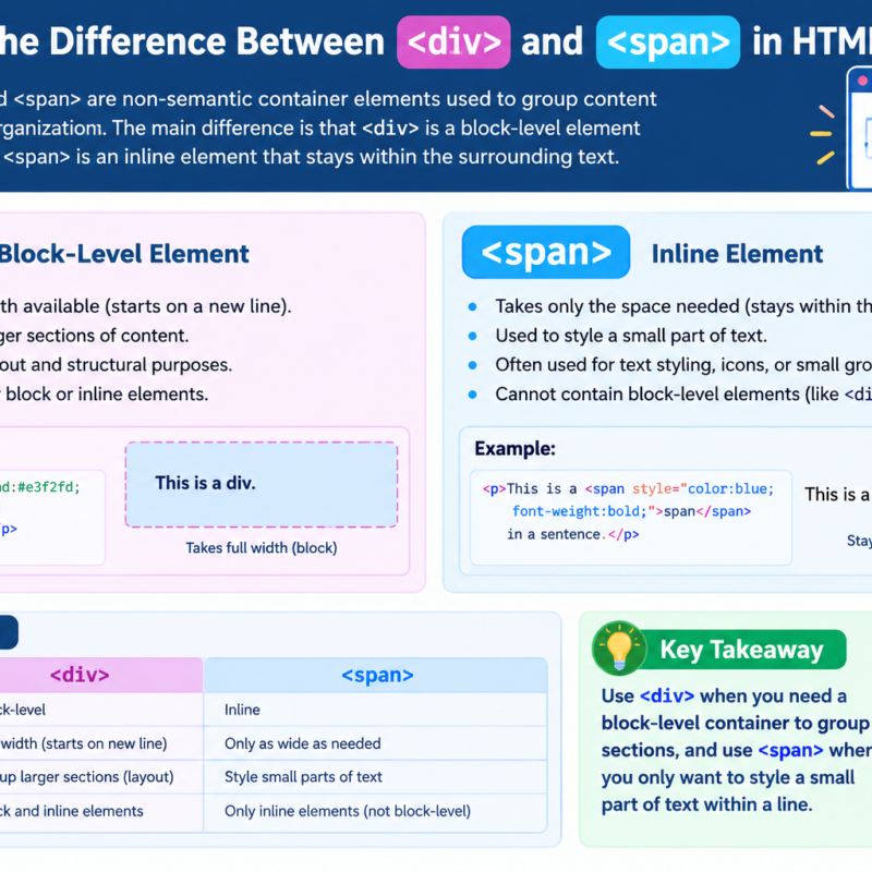 What Is the Difference Between div and span in HTML
